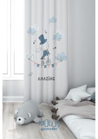 Resim Hokkabaz Köpekcik Desenli Fon Perde Çocuk Ve Bebek Odası Süet Baskılı Ekstrafor Büzgü Tek Kanat Çok Renkli 