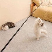 Resim FUKUCHONG 180cm Geri Çekilebilir Kedi Oynatma Çubuğu Tüy Oyuncak ile - Etkileşimli 4 Bölmeli Teleskopik Tasarım Oyunsever Kediler için, Dayanıklı Plastik Malzeme, Beyaz Yapay Tüyler, İç Mekan Eğlencesi, Kedi Oyuncakları 