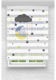 Resim Perdecizade Enxboy Aydaki Fil Dijital Baskılı Zebra Perde-cocuk Odası-stor Perde Renkli 