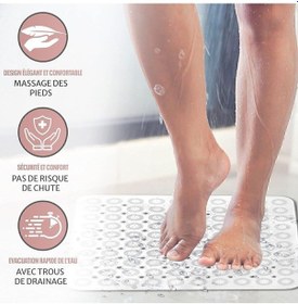 Resim Mainshop 2 Adet Kaydırmaz Duşakabin Banyo Ve Duş Paspası Kare Masajlı Vantuzla Yapışır 54 X 54 Cm M-150 Beyaz 