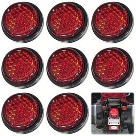 Resim Xuweiwei 8pcs 24mm Yuvarlak Kendinden Yapışkanlı Bisiklet Reflektörleri Kırmızı 4 Işık Desen Gece Güvenliği Bisiklet Motosiklet Araç 