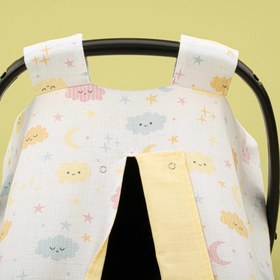 Resim Puset Örtüsü - Çift Taraflı - Sarı Muslin - Sarı Bulut 