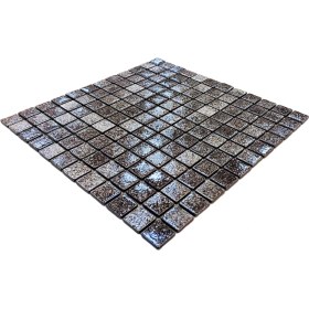 Resim MozaiKristaL Tüm Yaşam Alanlarının Tüm Yüzeyleri İçin Beyaz Sedefli Siyah Cam Mozaik. Taş Ölçüsü: 25X25 Mm. File Ölçüsü:31.5X31.5 Cm. ( 1 Koli = 10 File Karo = 1 m2 fiyatıdır ) 