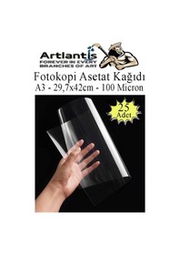 Resim Asetat Kağıdı Pvc A3 25 Adet 100 Micron Fotokopi Asetatı Şeffaf A3 Kağıdı 29.7x42 Projektör Tepegöz Çok Renkli 