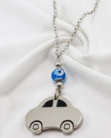 Resim biuti El Yapımı Cam Nazar Boncuklu Ayarlanabilir Zincirli Çelik Araba Figürlü Araç Dikiz Ayna Süsü 