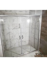 Resim Nokta Duşakabin 140 Cm Teknesiz 6mm Lüks Cam Düz Duşakabin Şeffaf 