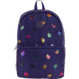 Resim Kaukko Shine Üç Bölmeli Lacivert Yaprak Desenli Sırt Çantası - K1778 Lacivert 