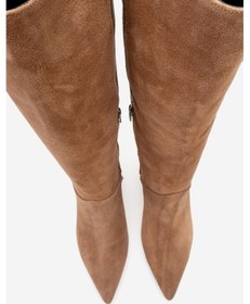 Resim Merla Toprak Süet Hakiki Deri Kadın Topuklu Çizme Toprak 