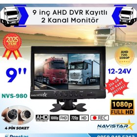 Resim Navistar Kayıtlı 9 inç ikiye Bölen 2 Kanal Split AHD 1080P/720P destekli 4 Pin 256 GB SD Destekli Monitör 