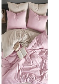 Resim More Home Tek Kişilik Yorgan Kılıfı + Yastık Kılıfı Putra Bej Kombin 