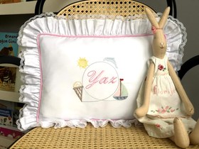 Resim Yelken Temalı Dekoratif Bebek Yastığı - Pembe - Biyeli 