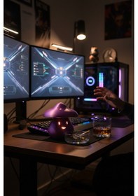 Resim Dekoratif Mantar Süs Led Mumluk Renkli Loş Ambiyans Aydınlatma Balkon Banyo Masa Dekoru Mor 