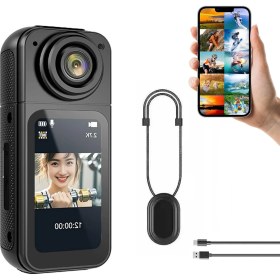 Resim ROBEVE Mini Taşınabilir Aksiyon Kamera – 2.7K Ultra HD, 180° Döner Lens, 1.47″ HD Ekran, Mıknatıslı 