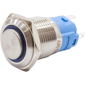 Resim 16A-G1Z-E 16Mm Çıkık Anahtarlı Işıklı Metal Buton - Mavi 