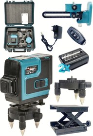 Resim Genel Markalar Çift Akülü Kumandalı Mıknatıslı Otomatik Hizalama 360° Yatay Dikey Çapraz Lazer Çizgi Çantalı Set 