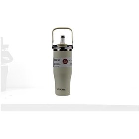Resim Dodge DB-24584 Çift Kullanım Pipetli/Rahat İçim Beyaz 1200ml Çelik Matara 