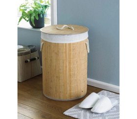 Resim SHC4200 Decohandy Yuvarlak Bambu Kirli Sepeti 