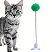 Resim Renkli Kedi Oyuncağı: Peluş Top + Yaylı Lolipop Enerjik Oynama İçin! Emme Tabanı Sabit Kalır, Piller Gerekmez - Kedinizin Doğal İnstinctlerini Tatmin Eden Mükemmel Av Simülasyonu 