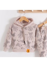 Resim Candar 3-18 Ay Erkek Bebek Takımı Cool Bear Kapüşonlu Krem Krem 