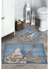 Resim Mavi Kaymaz Taban Tekne Banyo Paspas Bp-37 çok renkli 