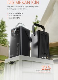 Resim Powerway Pd80 Kamp Powerbank Gerçek 80.000 Mah Pd 22.5w Hızlı Şarj Led Fenerli Ve Dahili Kablolu Siyah 