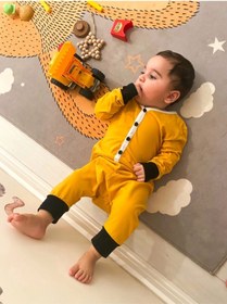 Resim GÖKÇECİK TEKSTİL Salaş Oversize Bebek Tulum Pijama - Hardal 