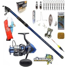 Resim Safina Snw-8000a Kendo Blue Bass 420cm 100-250gr Profesyonel Surf Sazan Kıyı Olta Takımı Seti 