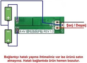 Resim 2S 20A Lityum Batarya BMS Koruma Kartı Standart Versiyon Pil Li-ion 18650 8.4V 