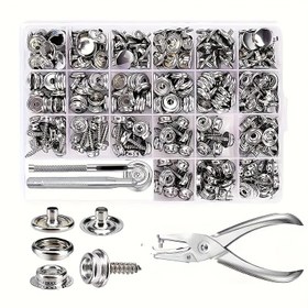 Resim 270 adet Paslanmaz Çelik Deniz Sınıfı Kilitli Fermuar Seti, Gümüş Gri Kanvas Koltuk Düzeni ile Pense ve Delme Aracı ile Tekne Kapatmaları için 