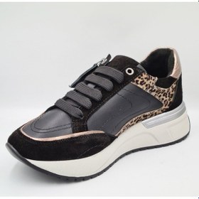 Resim Mammamia D25ka-7295 Siyah Leopar Hakiki Deri Kadın Günlük Casual Sneaker Siyah 