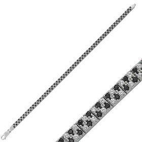 Resim Bracelet femme en argent, noir et blanc, pierre Waterway 