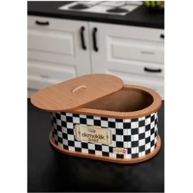 Resim Morponi Ahşap Ekmeklik 34 cm Damalı 