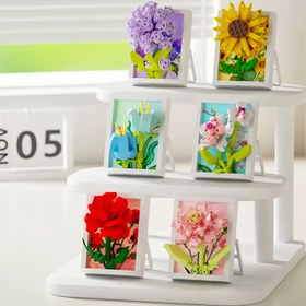 Resim Dört Mevsim Çiçekli Şablon Yapı Bloklar, Gerçekçi İskelet Tuğlalar ABS Malzeme, 3D Temalı 3 Boyutlu Masaüsti Dizayn – Romantik Sevgililer Günü ile Dozu Artırın! 