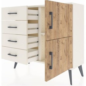 Resim Arges Şifonyer Tek Raflı 4 Çekmeceli 2 Kapaklı 88x30x80 Aytaşı-çam/aytaşı Çam/aytaşı 