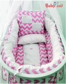 Resim Babyen1 Pembe Sepet Beşik Uyku Seti Anne Yanı %100 Organik Pamuk 