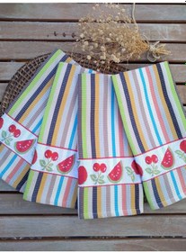 Resim Meyve Desenli 4'lü Mutfak Havlusu Seti 