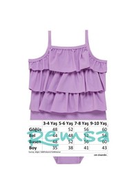 Resim Uv Korumalı Askılı Mayo Kız Bebek Yüzücü Mayo 5108 Lila Lila 