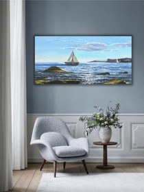 Resim Yağlı Boya Tablo %100 El Yapımı 104cmx60cm Yelken Deniz 