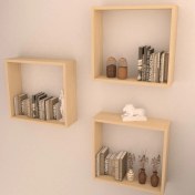 Resim Rafkestir 3'lü Box Raf Set Akçaağaç 