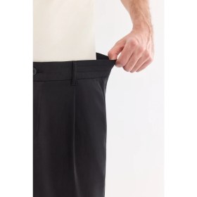 Resim AVVA Erkek Siyah Yanı Lastikli Pileli Soft Touch Nefes Alan Relaxed Fit Pantolon A61Y3046 
