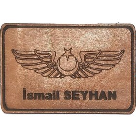 Resim Pilot Deri Uçuş Brövesi İsimlik Çok Renkli 
