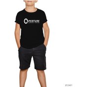 Resim Portal Aperture Siyah Çocuk Tişört Beyaz 