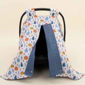 Resim Puset Örtüsü - Çift Taraflı - İndigo Havuz - Mavi Balkabağı 