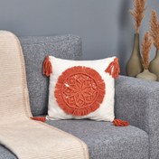 Resim Nuvomon Makrome Handmade Kırlent - Krem / Turuncu 
