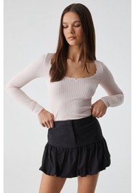 Resim Grimelange YOUPES Kadın Regular Fit Fermuarlı Yüksek Bel Astarlı Kısa Siyah Etek 