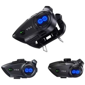 Resim Y5x Rgb Işıklı Intercom 5 Kişi Bağlantılı 1000mah Motosiklet Kulaklık Seti 