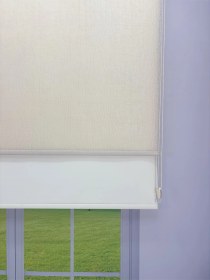 Resim Olympos Serisi Kırçıllı Desenli Çift Mekanizmalı Bej Tül Stor Krem Perde Bej 