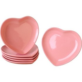 Resim Keramika Pembe Kalp Pasta Tabağı 20 Cm 6 Adet 550 Pembe 
