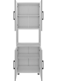 Resim 4 Kapaklı 4 Kapılı 5 Bölmeli Çok Amaçlı Dolap Beyaz Mini Fırın Bölmeli Mutfak Dolabı 161x56x32 Cm Beyaz 