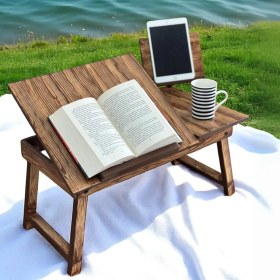 Resim Pawn Mark Company Ayarlanabilir Katlanır Laptop Sehpası - Telefon Bölmeli Çalışma Masası ve Laptop Standı 